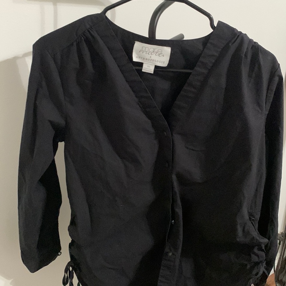 Anthropologie x Mare Mare Henrietta Lace Up Button up Tunic Black